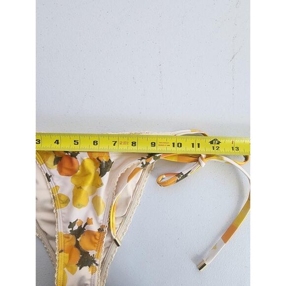 Peony Swimwear Bikini Bottoms Womens 6 Yellow Lemon Print String Tie Side - Picture 9 of 14